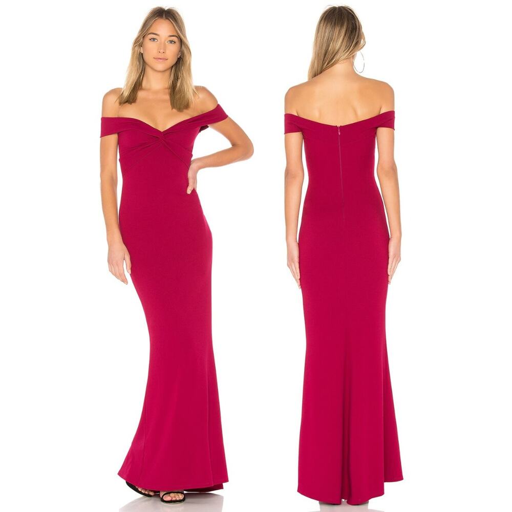 Nookie Dolly Gown Off Shoulder Front Knot Party Prom Formal Gala Cocktail M